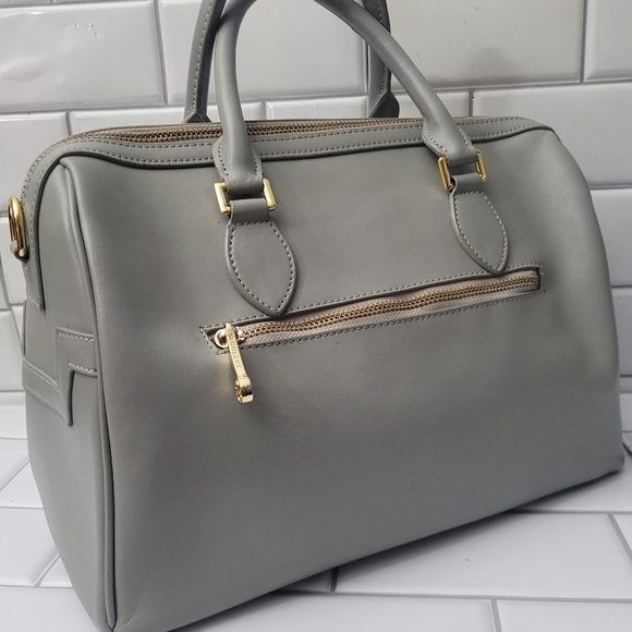 Segolene En Cuir Soft Gray Leather Medium Size Satchel Gold Hardware Rear Extern - Picture 4 of 8